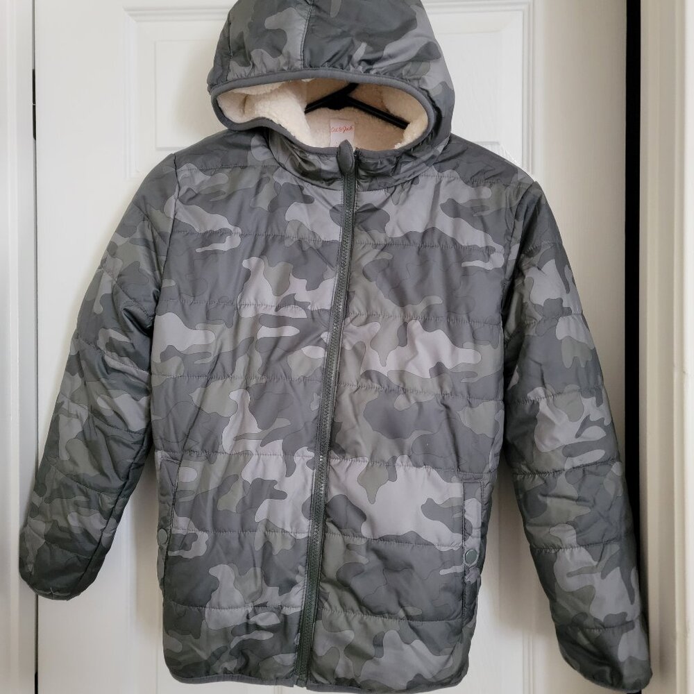 Cat & Jack Gray Camo Puffer Jacket Size 10/12